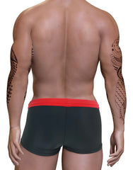 Black briefs with a vibrant red elastic waistband wildmant big boy pouch swim square cut red style for swimwear use