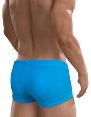 WildmanT big boy pouch swim square cut teal blue swim trunks with smooth form-fitting fabric and white side trim