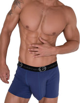 WildmanT cotton monster cock dark blue boxer briefs with 5 inch inseam and black waistband featuring wildman logo