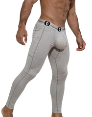 Wildmant cotton monster cock pouch underwear long johns gray form-fitting leggings with subtle stitching