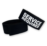 Black fabric wrist strap with service required print for wildmant fetish max cock ring accessory
