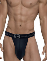 Black wildman brand wildmant mesh monster cock strapless pouch jockstrap with elastic logo waistband in sleek black mesh