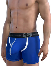 Wildmant modal big boy pouch boxer briefs in royal blue with white trim and black waistband featuring brand logo