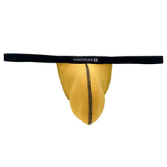 WildmanT modal micro thong in yellow with black waistband and matching stitching featuring big boy pouch design