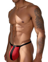 WildmanT monster cock mesh black red thong with bold vertical stripe and red and black wildman brand design