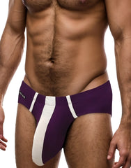 WildmanT monster cock modal brief in purple and white with a bold vertical stripe down the center front