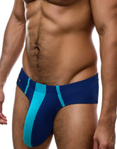 WildmanT monster cock modal brief in navy blue and teal with a sleek modern design for athletic use