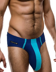 Wildman brand blue and teal modal jockstrap with contoured design from wildmant monster cock brief collection