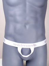 WildmanT the original ball lifter white with elastic waistband featuring gray wildmant branding and central loop design
