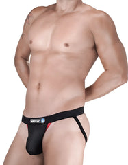 Black and red WildmanT Raw Mesh jockstrap with a breathable mesh front panel designed for comfort and support