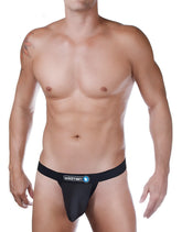 Black wildman brand wildmant raw strapless mesh jock black with smooth form fitting design and branded waistband logo