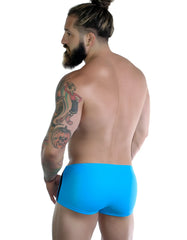 Wildmant sportivo square cut teal bright blue form-fitting swim trunks with sleek modern design for active wear
