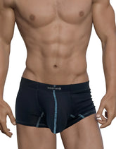 Black wildman boxer briefs with light blue stitching and side mesh panel from wildmant stitch big boy pouch blue line