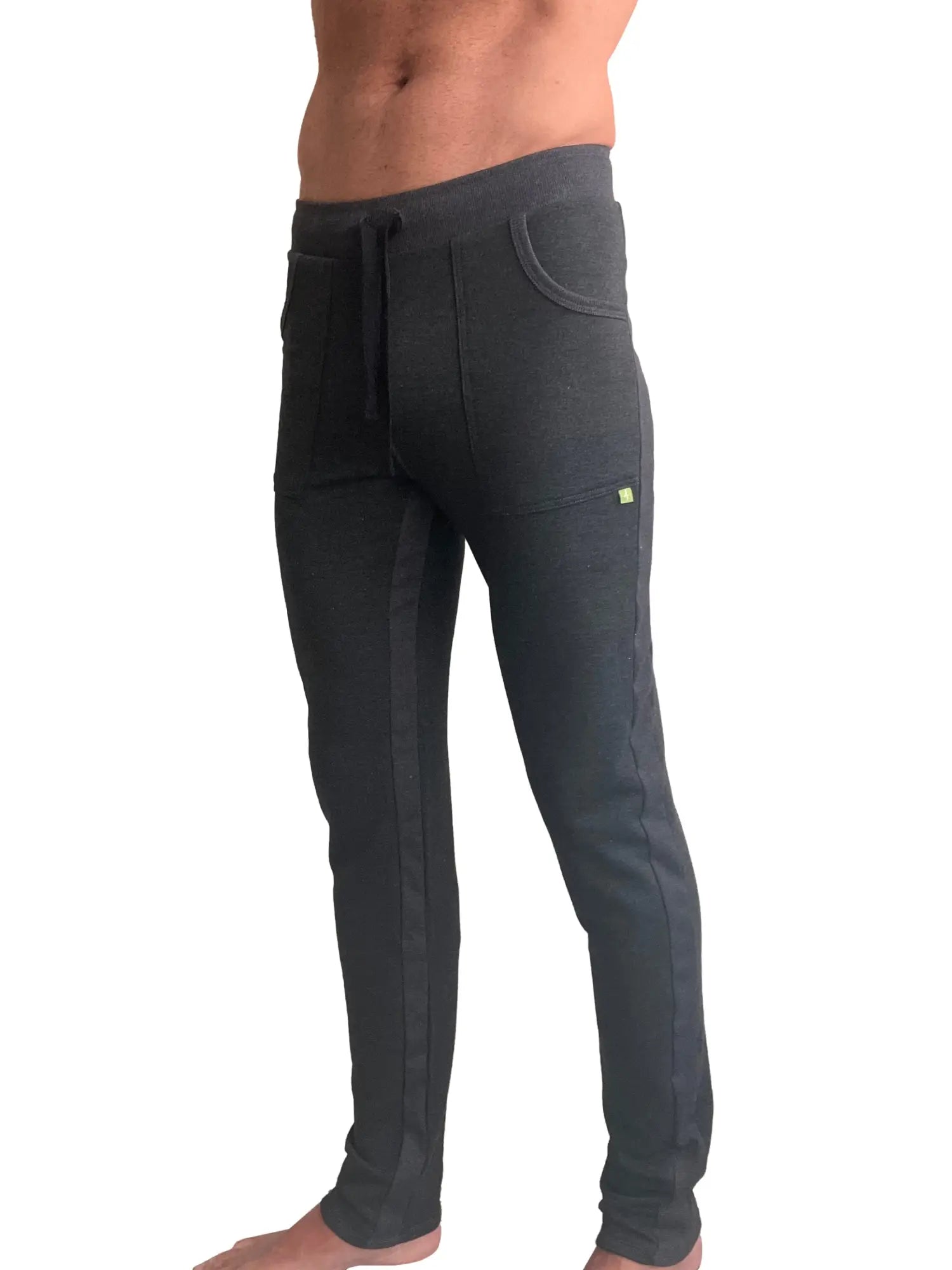 Dark gray mid-weight luxury fleece track and lounge sweat pant with drawstring waist and side pockets winter collection