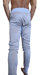 Light blue winter edition performance-luxe-fleece joggers with subtle heathered texture and elastic waistband