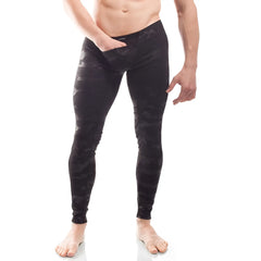Wojoer black camouflage powernet insert leggings pants with snug form-fitting design size xl shown from back