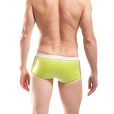 Wojoer candygreen pleather sprinter boxer briefs in vibrant lime green latex with white waistband size XL