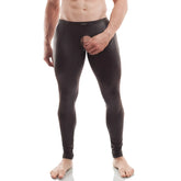 Black wojoer crotchless pleather leggings pants in size XL with smooth stretchy material and open crotch design