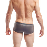 Gray shiny form-fitting swim trunks designed as wojoer fun-x-tion latex transparent boxer brief underwear in black size xl