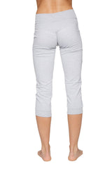 Light gray cuffed jogger yoga pants with soft stretchy fabric and elastic waistband for women