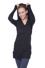 Damen-Langhals-Hoodie (Schwarz)