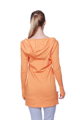 Damen-Langhals-Hoodie (einfarbiges Sonnenorange)