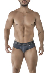 Gray textured men’s briefs with a branded waistband made from cotton blend by xtremen 41315 color cross