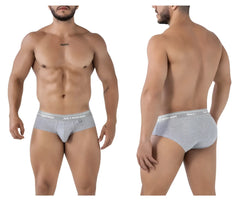 Gray heathered cotton blend briefs with white elastic waistband featuring xtreme logo and emblem in jasper gray