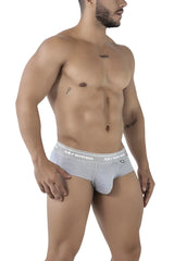 Gray Xtremen 41315 men’s cotton blend briefs with subtle textured fabric and branded waistband in jasper gray