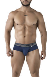 Navy blue Xtremen 41315 cotton blend men’s briefs with gray waistband featuring brand name and logo