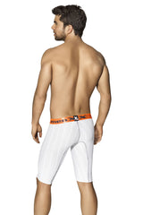 Xtremen Sports Microfiber Stripe Long Boxer Brief Unterwäsche Weiß/Orange 51340 Größe L