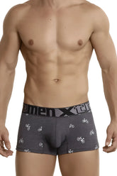 Gray men’s boxer briefs with white bicycle print and menxter logo waistband xtremen 51437c cycling print