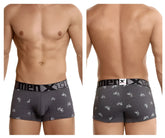 Xtremen 51437c dark gray menx cycling print boxer briefs with white bicycle pattern and elastic waistband
