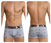 Light gray xtremen 51437c men’s boxer briefs with black bicycle print and emexen xt branded waistband