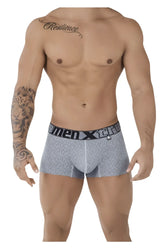 Gray xtremen 51478c microfiber jacquard men’s boxer briefs with black waistband and men xtre logo