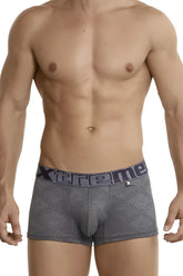 Gray xtremen 54446c jacquard stripes boxer briefs with textured fabric and dark gray waistband with white xtreme logo