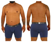 Blue xtremen 70001 plus men’s boxer briefs with gray elastic waistband featuring extremenx logo for comfortable wear
