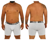 Gray cotton boxer briefs with black elastic waistband and xtreme men logo in white from xtremen 70001 plus collection