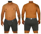 Xtremen 70004 plus black and white striped men’s boxer briefs with branded waistband comfortable everyday wear