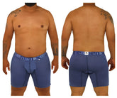 Blue striped men’s boxer briefs xtremen 70004 plus with branded waistband for comfortable everyday wear
