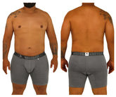 Xtremen 70004 Plus gray striped men’s boxer briefs with black elastic waistband featuring the xtreme brand logo