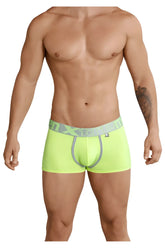 Neon green xtremen 91028 piping men’s boxer briefs with gray elastic waistband and x-treme logo for comfortable wear