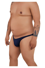 Navy blue microfiber bikini briefs xtremen 91093x in dark blue showing front side design and fit
