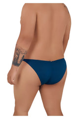 Deep blue seamless microfiber swim trunks with subtle back closure xtremen 91093x bikini color petrol back view