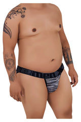 Black and gray patterned xtremen 91098x microfiber mesh bikini briefs with bold 2men logo on the waistband