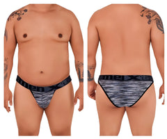 Black and gray patterned xtremen 91098x microfiber mesh bikini briefs with textured mesh fabric design
