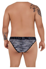 Xtremen 91098x microfiber mesh bikini briefs in black with a textured black and gray patterned fabric design
