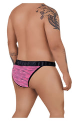 Pink xtremen 91098x microfiber mesh bikini briefs with black elastic waistband featuring xtreme logo