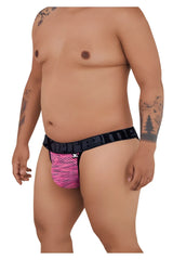 Pink and black patterned xtremen 91098x microfiber mesh bikini briefs with textured scale-like design on the front