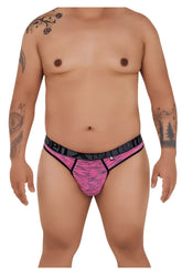 Xtremen 91100X pink microfiber mesh thong with bold black patterned design showing back side
